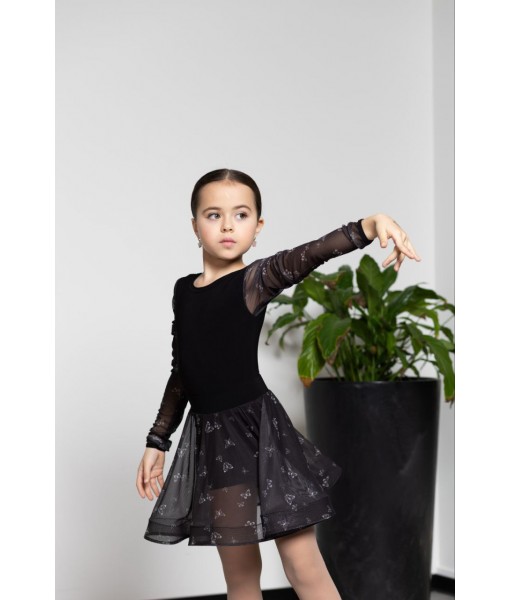 Боді з рукавами із сітки з метеликами